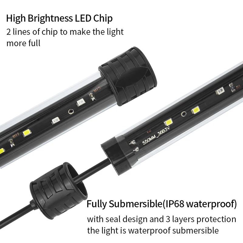 17-47CM USB Plug Aquarium Light LED Waterproof Fish Tank Light Underwater Lighting Submersible Lamp Plant Grow Lamp 110V - view 5