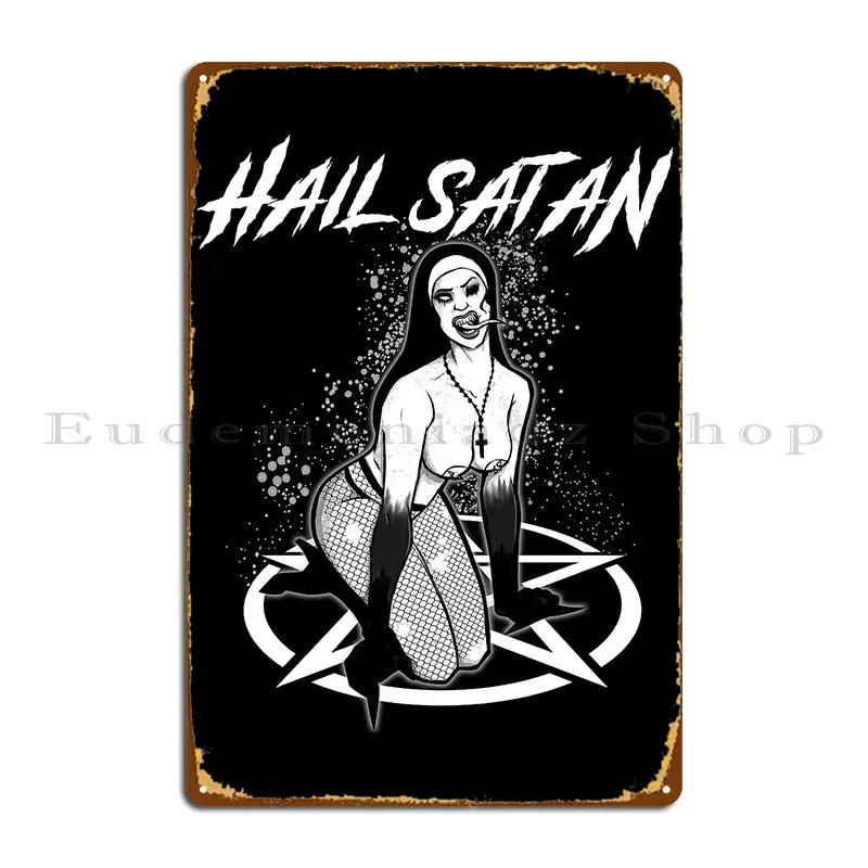 Hail Satan Metal Sign Wall Mural Painting Wall Decor Iron Retro Tin Sign Poster