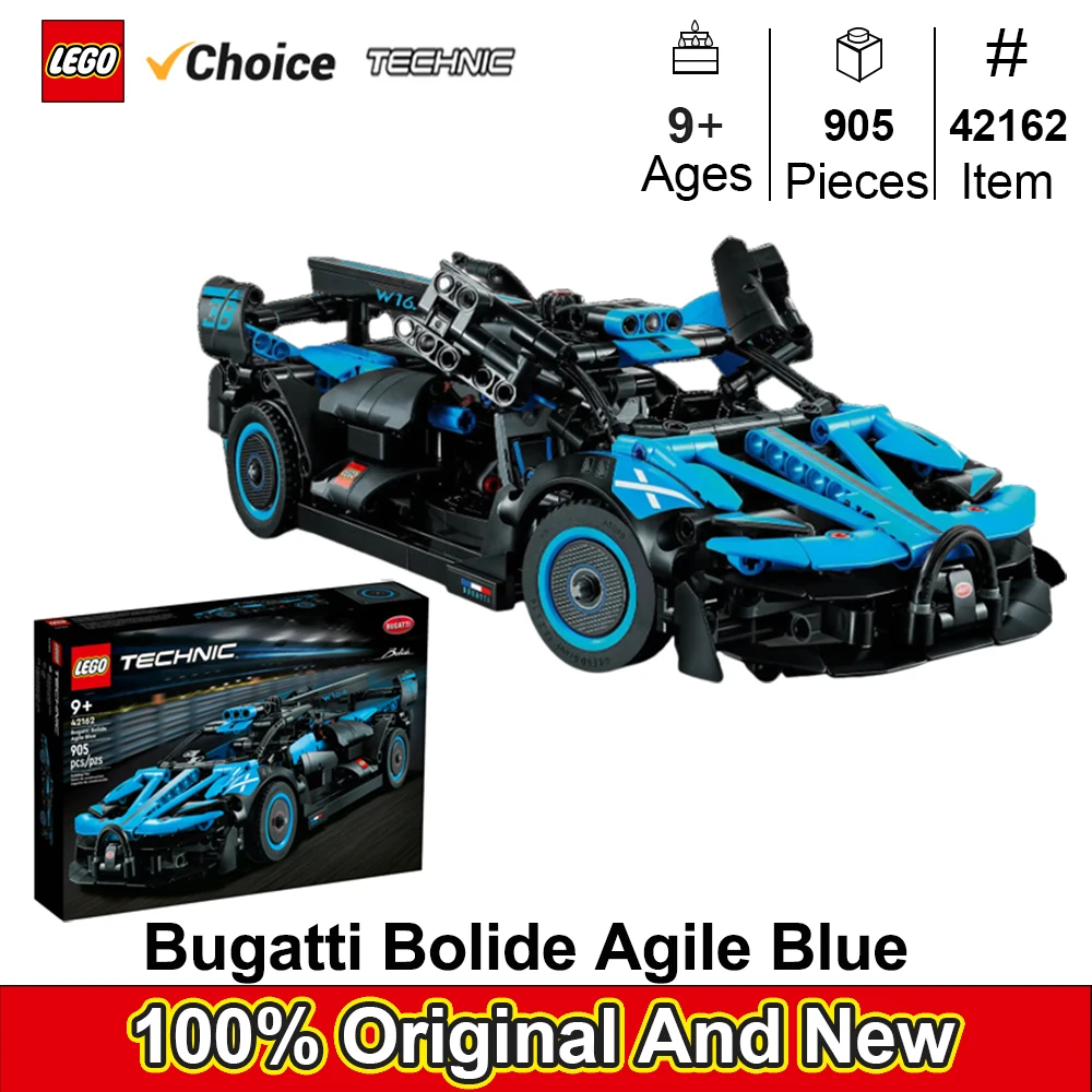 Lego-42162 부가티 볼라이드 애자일 블루 건설, 레이싱 카, 테크니컬, 부가티, 애자일, 스포츠카 키트 (905 개)