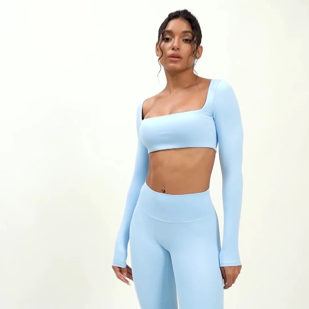 

2PCS Women's Yoga Sports Set Quick Drying Gym Tracksuit Running Workout Long Sleeve Sports Shirt Yoga Clothing