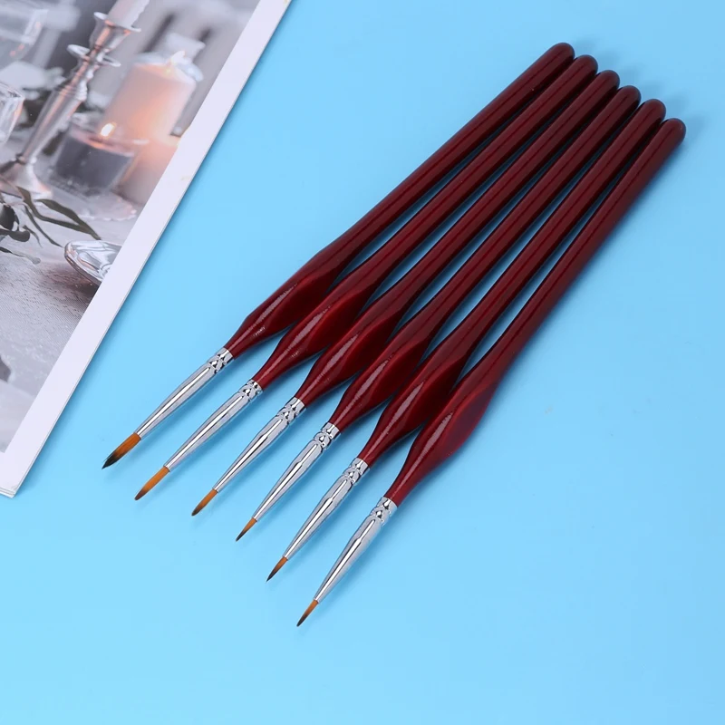 6-Piece Fine Paintbrushes - Detail Paint Brush Set - For Acrylic, Watercolor, Oil