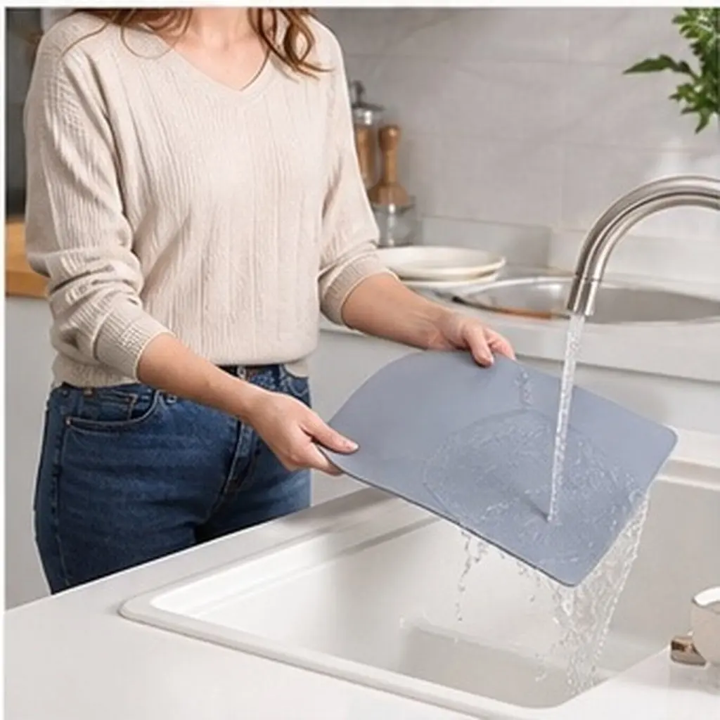 Silicone Place Mat Heat Insulation Non Skid Washable Foldable High Temperature Resistant Oil Resistant Soft Stable Table Mat