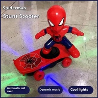 Hot The Avengers Spiderman Automatic Flip Rotation Skateboard Acousto-Optic Car Electric Music Stunt Scooters Toys Birthday Gift