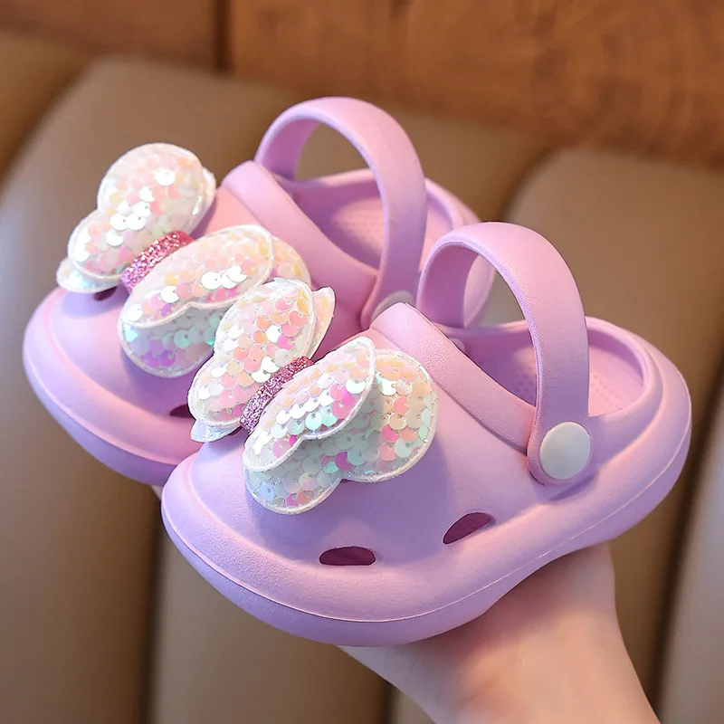 Children\'s Sandals and Slippers Summer Cartoon Girls Home Indoor Non-Slip Soft Bottom Cute Princess Baby Toe Hole Shoes