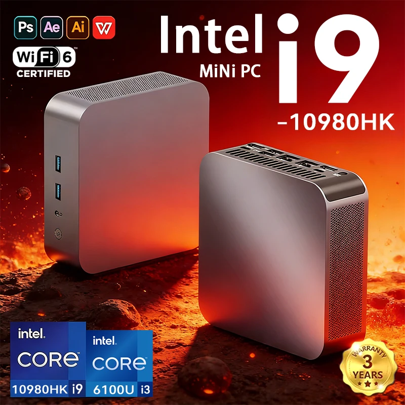 미니 게이밍 PC 인텔 코어 i9 10980HK i3 6100U 윈도우 11 컴퓨터 휴대용 16GB 32GB 램 1TB SSD 오피스 데스크탑 PC WiFi6 BT5.2