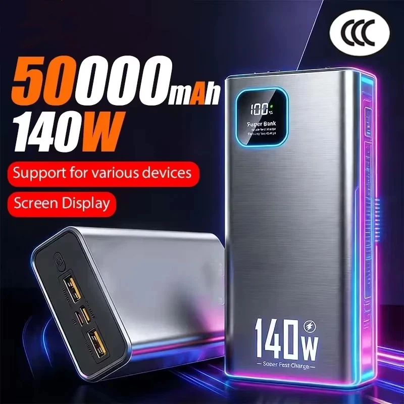 140W 500000mAh Ultra Capacity Junp Starter Super Fast Charging CCC Portable Battery Charger For IPhone Samsung 2026 New