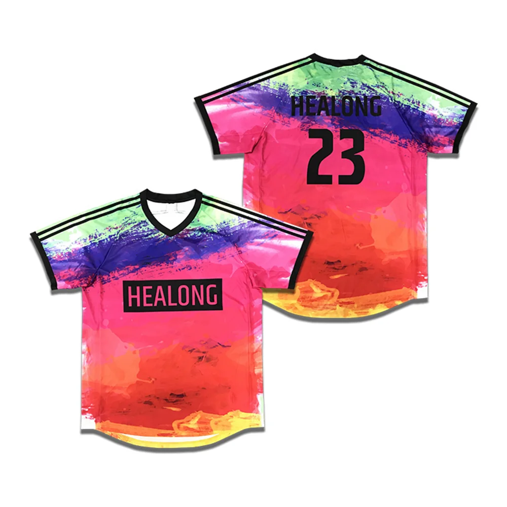 

“HEALONG 23 Neon Splash Jersey! Matte Black + 3D Ink-Splatter Print—Unisex for High-Impact Summer Edge!”