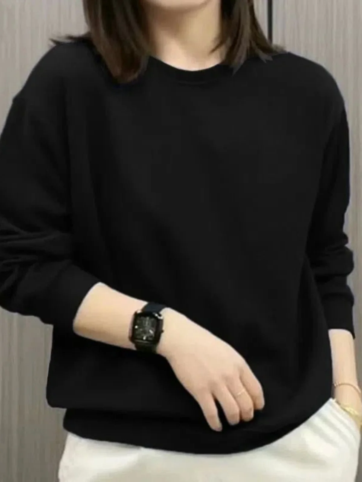 Felpa da donna rotonda Ne a colori lunga Sve Vestibilità comoda Casual Streetwear Primavera Faion per giovani adulti