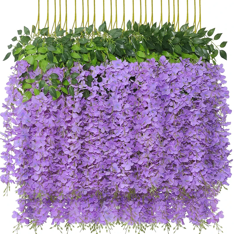 

Wisteria Artificial Flowers 12piece Party Purple Rattan Fake Plant Vine Hangin Garland Wedding Decor Silk Wisteria Garland Home