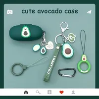 Cute For 1MORE ComfoBuds Pro case cartoon Avocado Ring Chain Rope Earphone Case Silicone Shockproof Protect Accessories Box