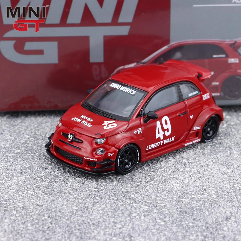Nowy Minigt 963 1:64 Abarth 595 Abarth # 49 Czerwony Symulowany Stop Miniaturowy Model Samochodu Odlewany Ciśnieniowo Personalizowany Prezent Zabawka Ozdoba dla Dzieci