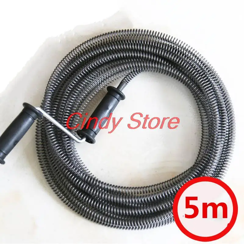 13mm Out Diameter *(3-10)m Long Kitchen Toilet Manual Flexible Spring  Auger Sewer Drain Pipe Cleaner Snake With Plastic Handle