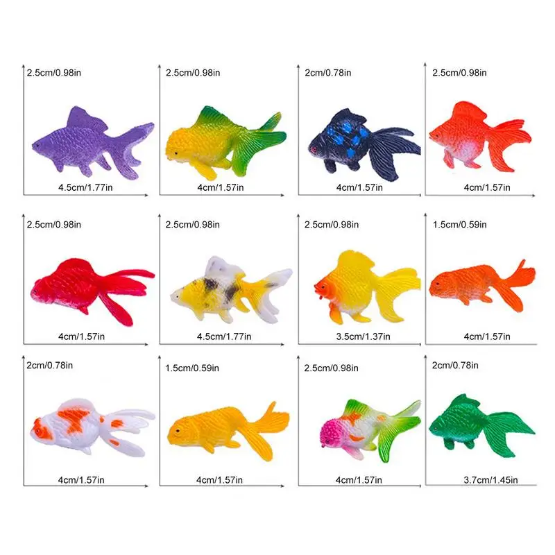 Goldfish Model 12PCS Goldfish Figures Fish Animal Toys Animal Sea Fish Life Fake Fish Decoration Artificial Gold Fish Goldfish