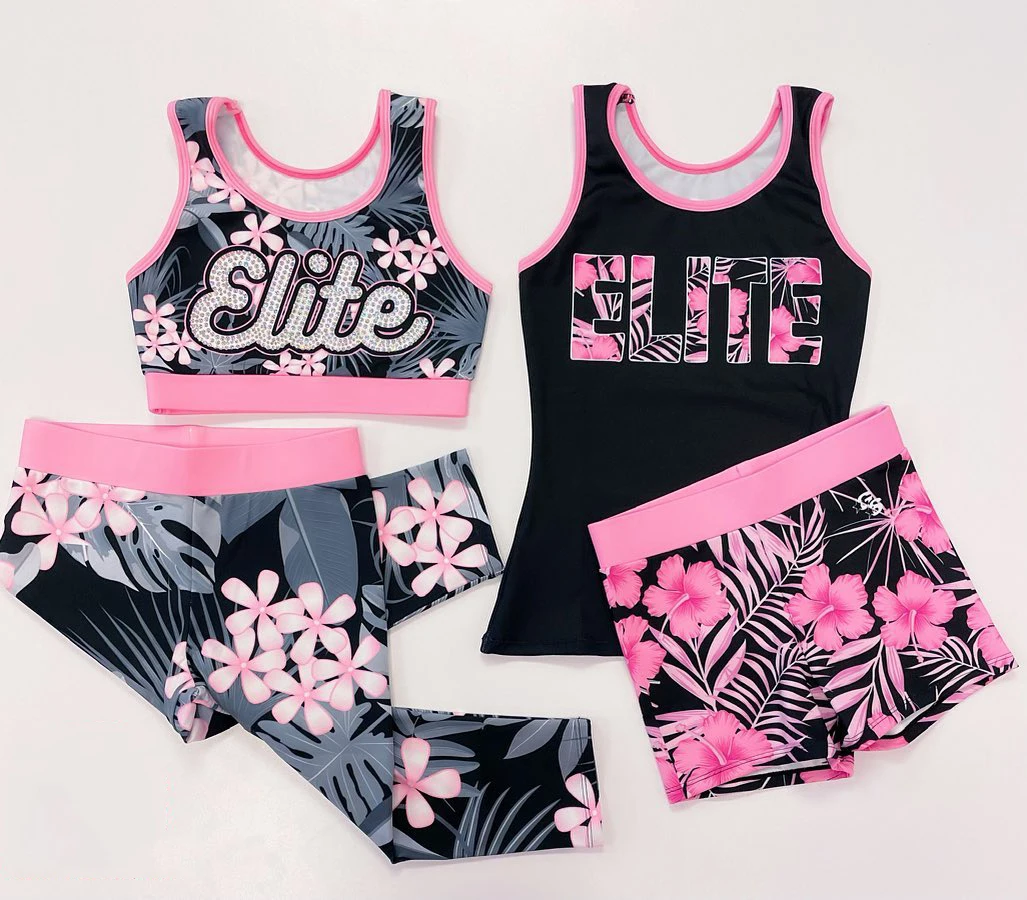 

Детская сублимационная розовая стразы на заказ, спандекс, Allstar, молодежная ведущая детская тренировочная одежда, униформа