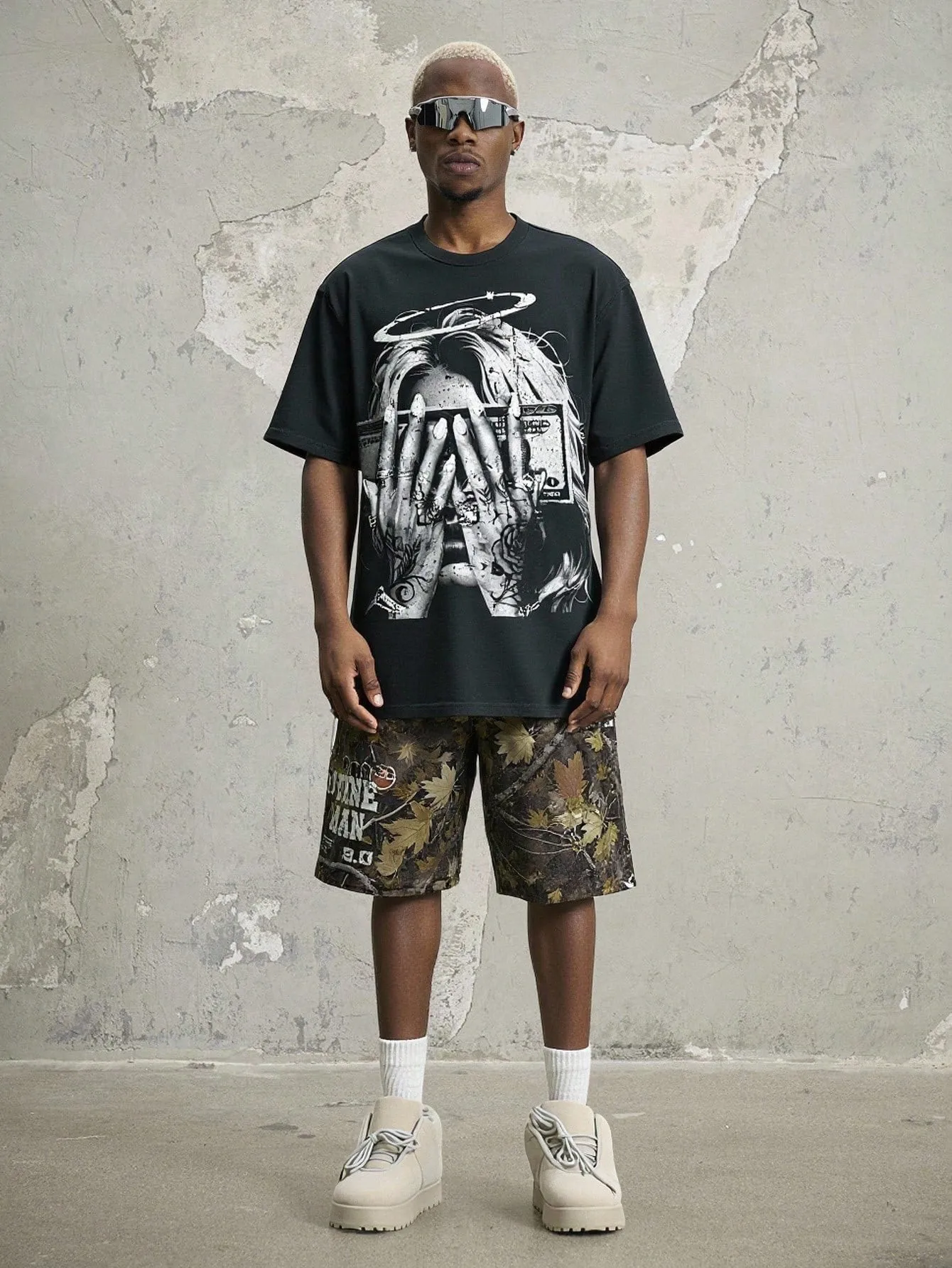 

2026 Summer Men's Suit - Angel Print - Breathable and Lightweight - Casual Roller Skating Hip-Hop Men's Clothing