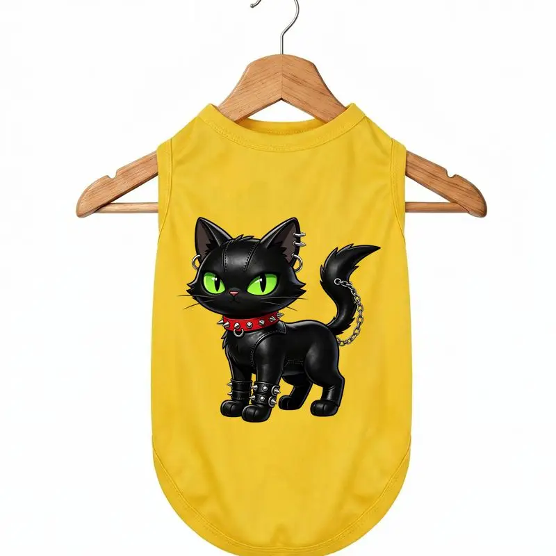 

Dog Cooling Vest Punk Style Cat Graphic Quick Dry Pet Summer Clothes Small Dog Cat Casual T-Shirt