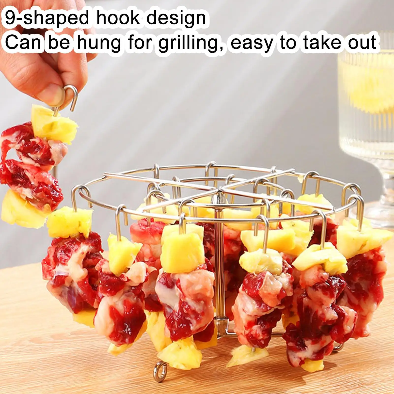

Air Fryer Stainless Steel Vertical Grill Rack Detachable String Grill Vertical Barbecue Skewer Bracket 24 Baking Needle