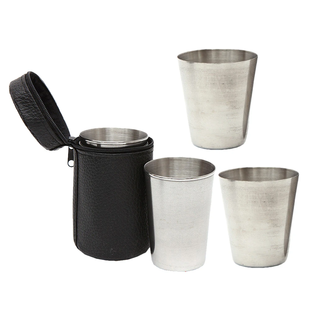 1 set Stainless Steel Wine Cups Set Smooth Stackable Lightweight Durable For Camping Picnic Bar Outdoor Use Multi-Function Drink