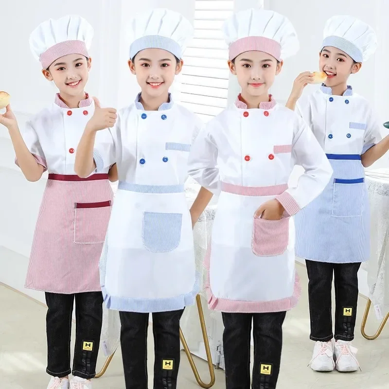 Chef Cosplay Costumes Upper Garment Apron Hat Suit Restaurant Food Service Theme Party Dress Halloween Kids Chef Uniform