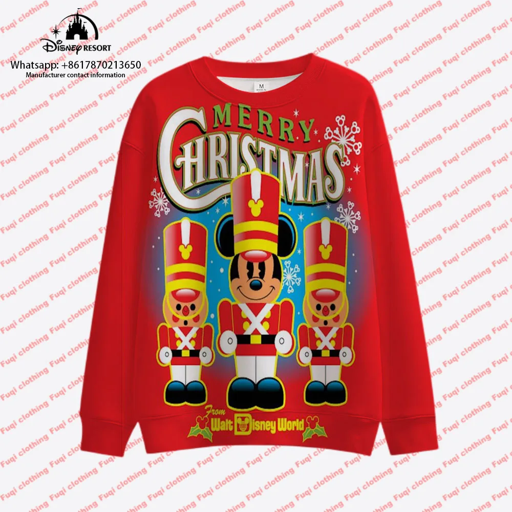 Autumn Harajuku Fashion Round Neck Casual Women's Long Sleeve Sweatshirt Women's Tops 2024 New Merry Christmas Series Mickey Min