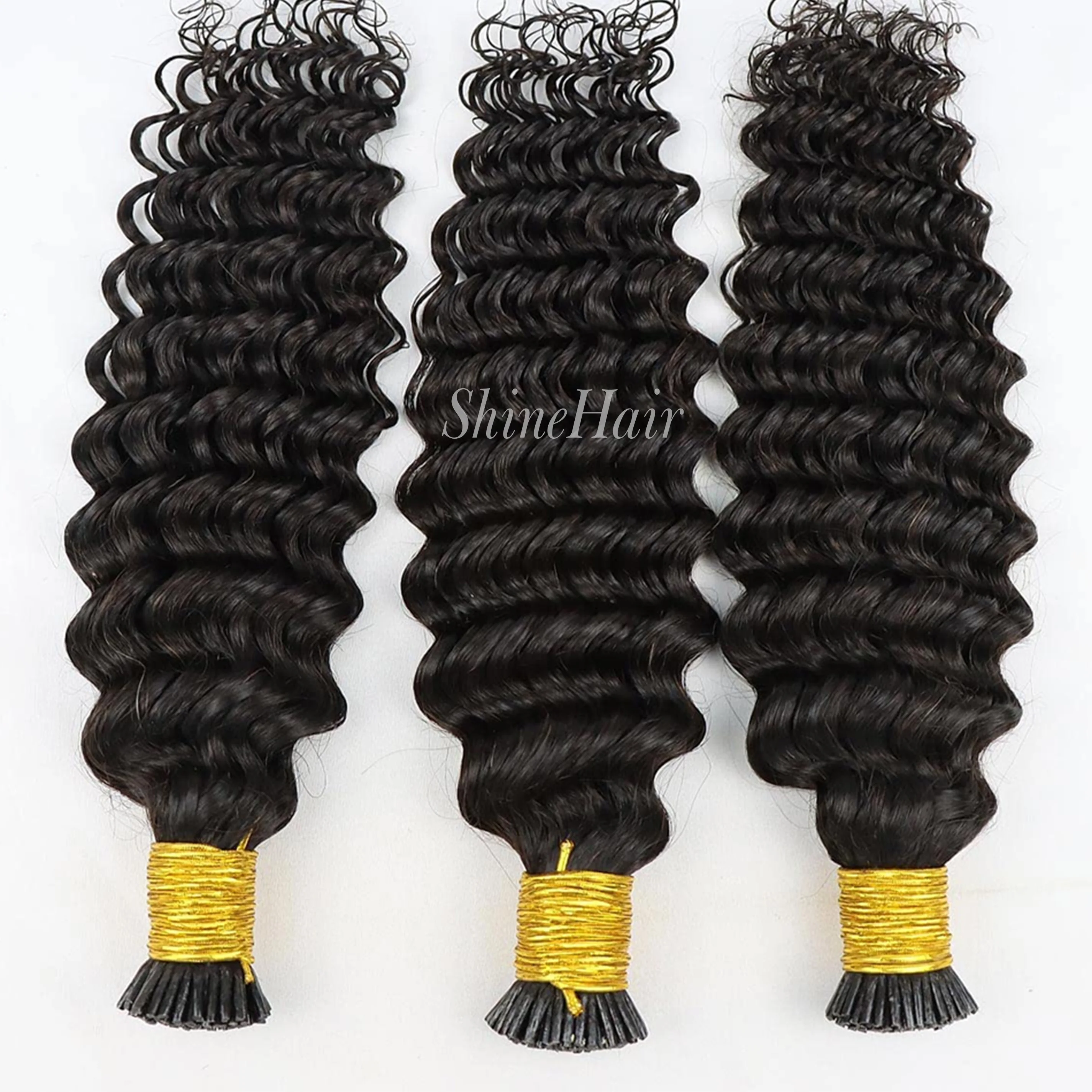 Deep Wave I Tip hair Extensions Human Hair 100% Natural for Women Curly Bundles Original Human Hair 18inch Indian Hair Extension