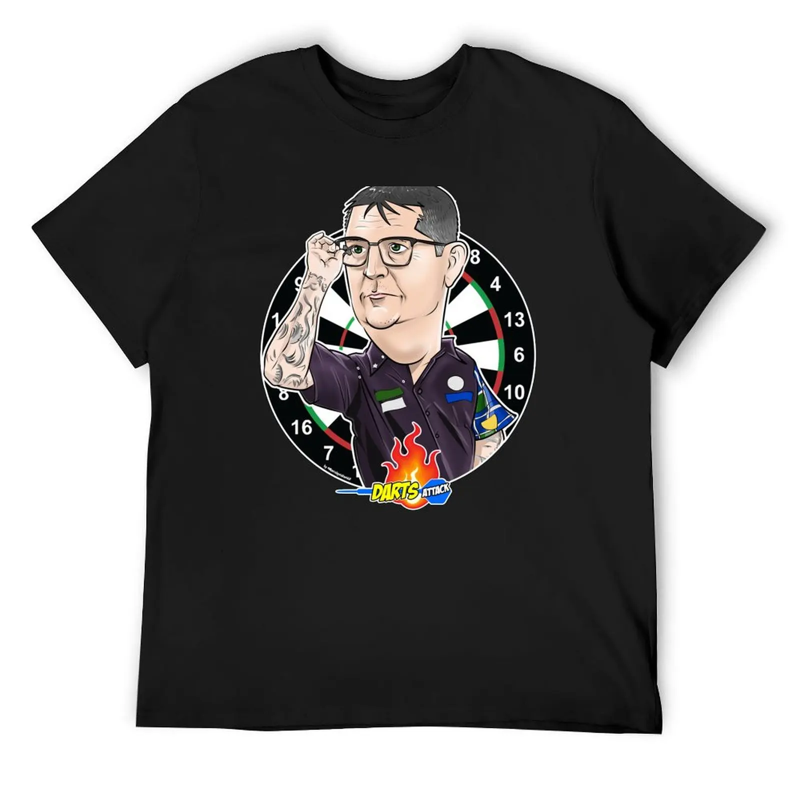 Caricatura Gary Anderson by Darts Attack T-Shirt oversized graphic tee custom shirt t shirts for men pack