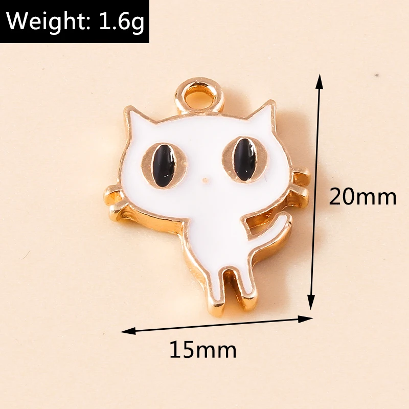 Leslie 10 Stück süße Emaille-Anhänger mit weißer und schwarzer Katze für Schmuckherstellung, DIY-Ohrringe, Armbänder, Halsketten, Anhänger, Zubehör – Detail 8