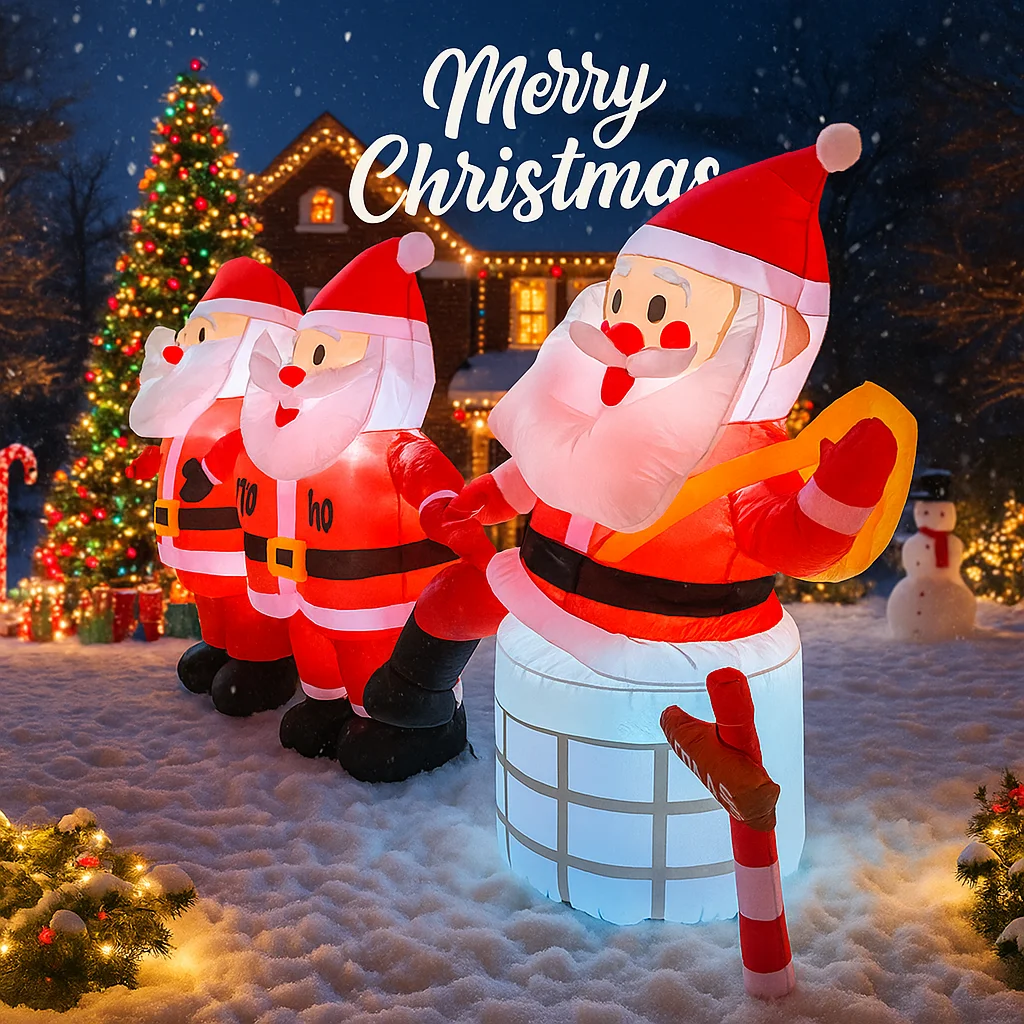 1.8 متر/6FT سانتا كلوز الأسرة زينة عيد الميلاد المنزل نفخ اللعب مع أضواء LED ساحة عيد الميلاد الحلي حفلة ديكور ذاتي الصنع #3