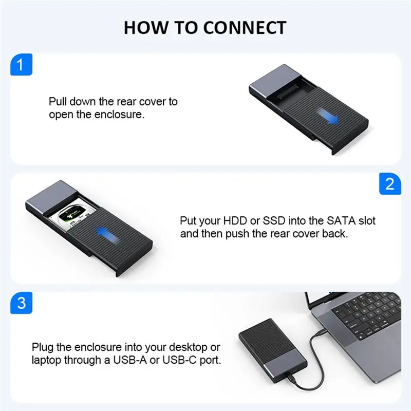 New Arrivals-HDD Case With USB C HUB 2.5 SATA To USB 3.0 Type C Adapter Hard Drive Enclosure For External SSD Disk