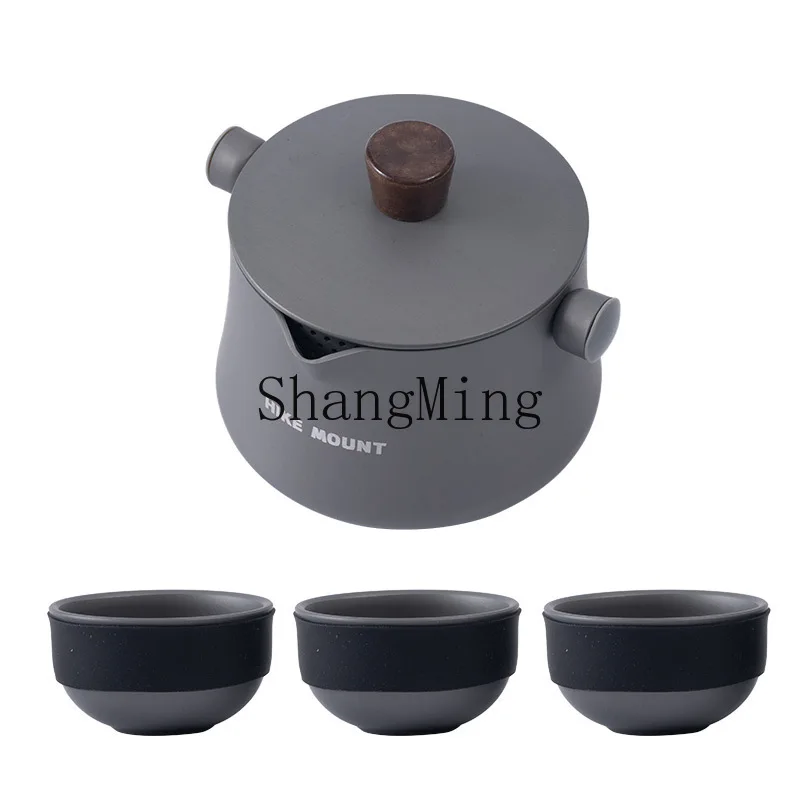 

DSA Travel Portable Tea Infuser, One Pot Three Cups, Aluminum Alloy Ultralight Tea Set Equipment