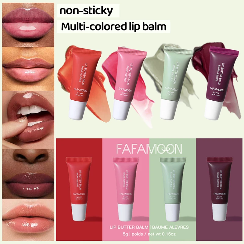 วันหยุดฤดูร้อน 4pcs Lip Butter Balm Set,เครื่องปรับอากาศ Lipgloss,Instant Moisturizing Lip Plumper,ริมฝีปาก Soothing Hydrating Care น้ํามัน