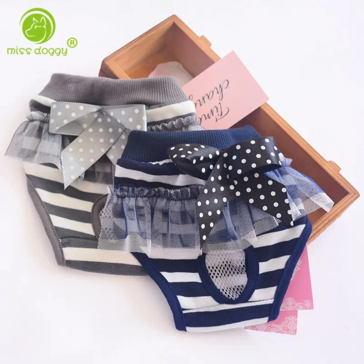 Lovely Striped Physiological Pants Panty for Cute Pet Dogs - Dog Diaper In Season Female Puppy Sanitary Underwear Pet Briefs - 2