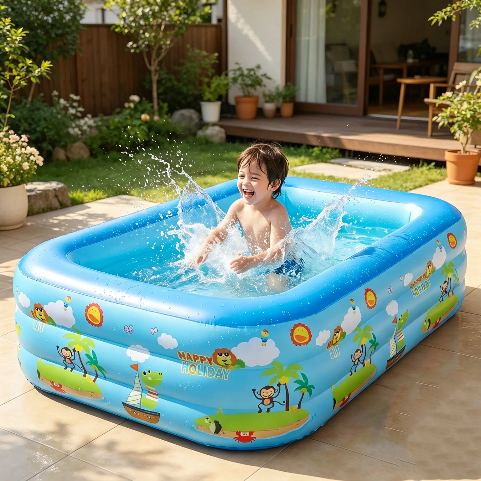 3m Summer Transparent Thickened Durable PVC Inflatable Swimming Pool for Kids