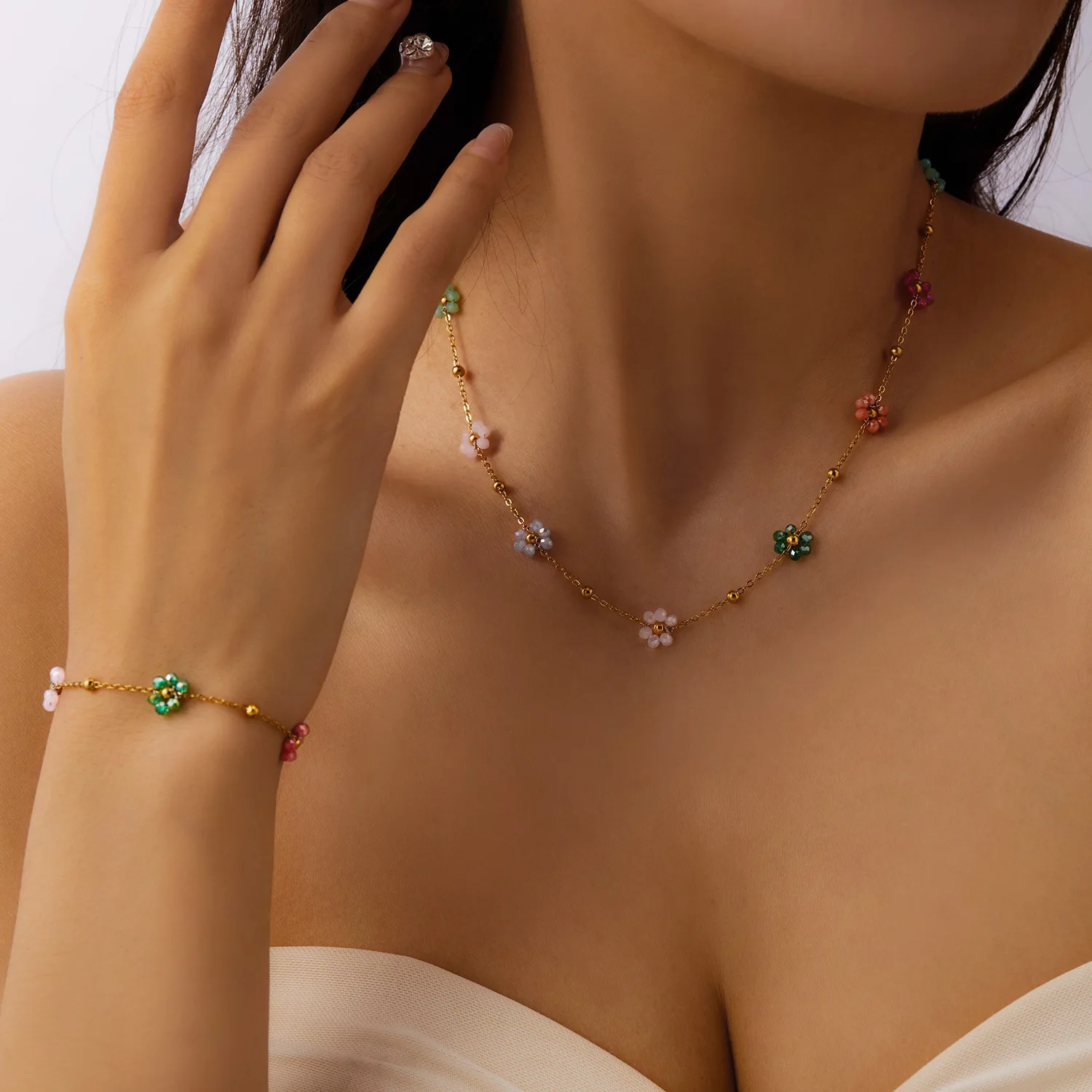 

Набор флисовых нейлоновых браслетов в стиле ретро, трансграничное летнее колье-цепочка на ключицу для девочек, модные украшения