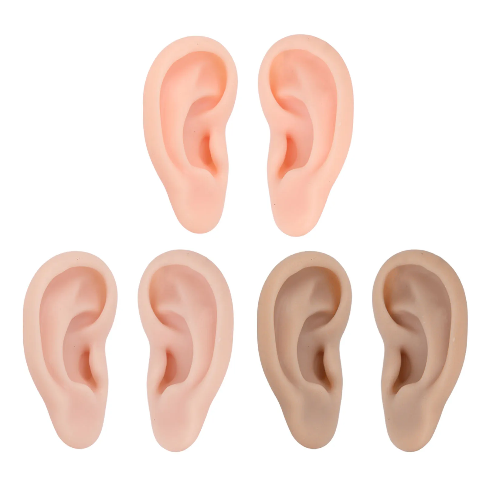 1 Pair Silicone Ear Model Soft Flexible Simulation Ear Model for Earrings Display Ear Piercing Exercise Soft Silicone Ear Model