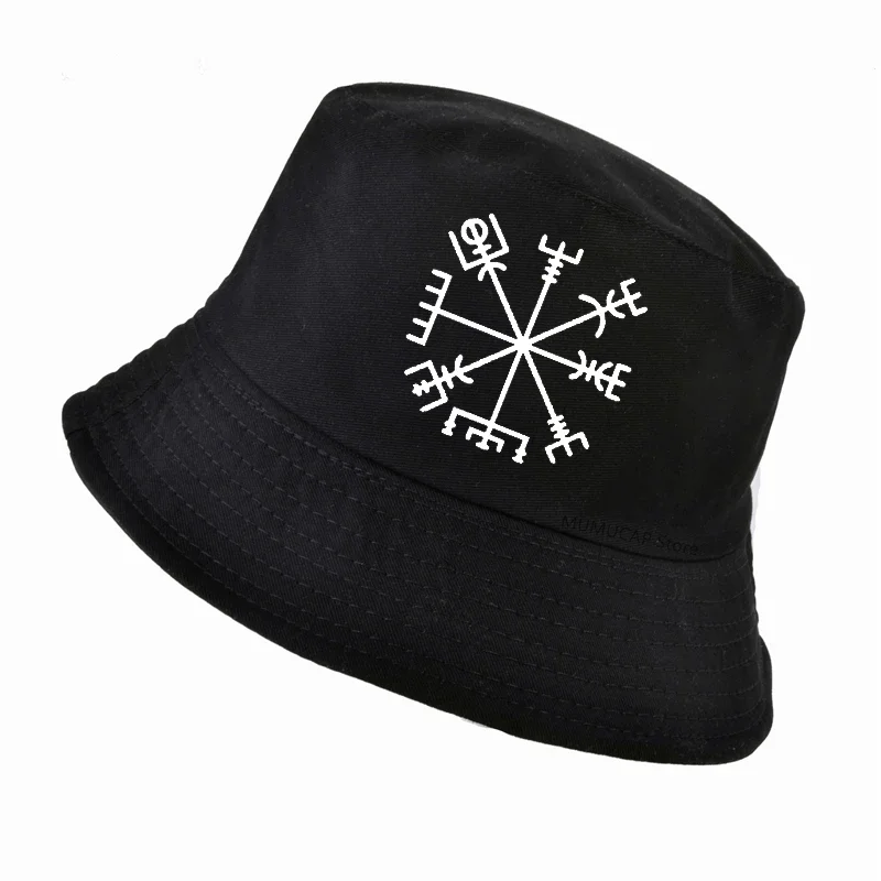 

Viking cap Icelandic Vegvisir Compass Rune Amulet men bucket hat Casual Printed Unisex fisherman hats gorro