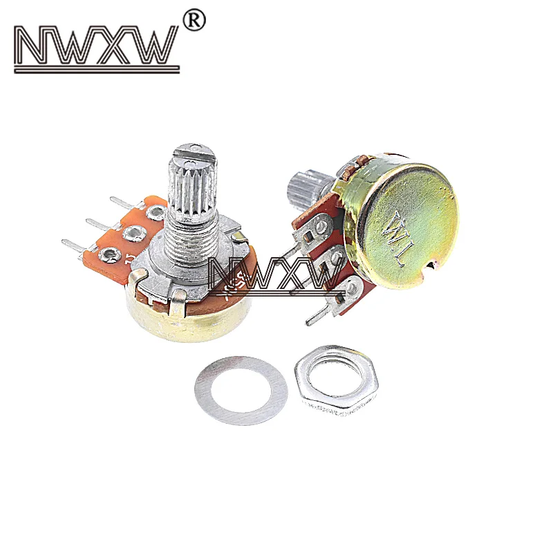 5pcs/lot WH-148 B50k 50k single 3-pin volume adjustment potentiometer B503 shaft length 15mm with nut and washer