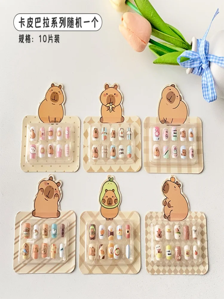 Presse sur ongles pour enfants Kawaii Capybara presse sur ongles pour filles enfants faux ongles faits à la main bricolage ongles charme presse sur Nail Art