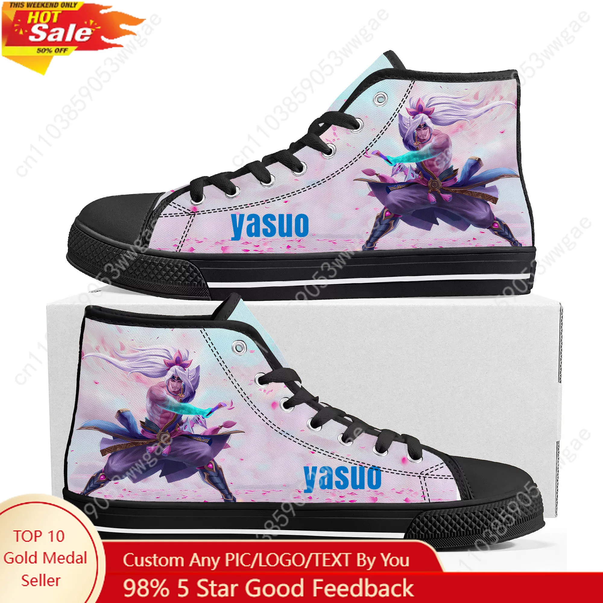 Yasuo High Top Sneaker Mens Womens Teenagers High Quality Durable Canvas Sneaker Fashion Casual Couple Shoes Custom Made Shoe