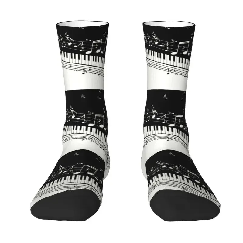 Classic Piano Key Male Dress Sock Mens Womens Breathable Fashion Novelty Musician Music Notes Pianist Crew Socks