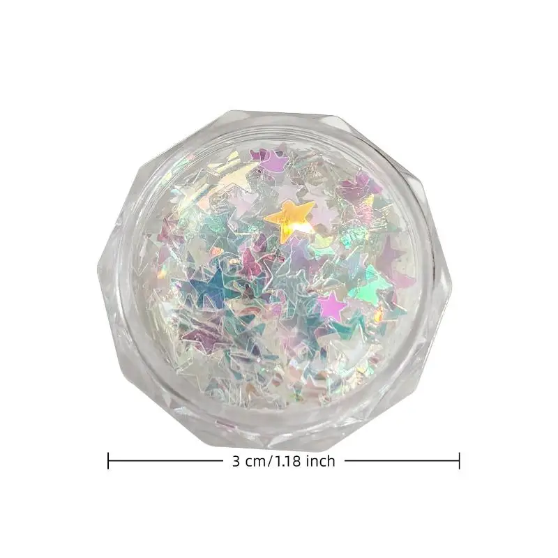 1 صندوق صغير تألق نجمة الحب فراشة ملونة مسمار بريق مسمار سحر الديكور DIY الملحقات