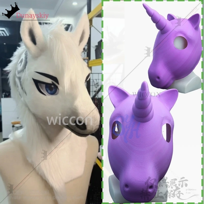 

Anime Unicorn Cosplay Furry Furrsuit Kawaii 3D Polylactic Acid Head Base Skull Cute Mask Headwear DIY Accessories Cos 코스프레