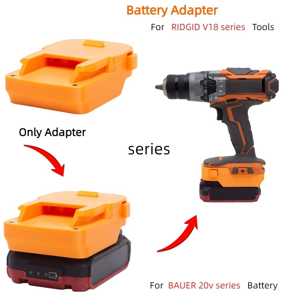 Battery Adapter Converter for Bauer 20v series Li-ion Battery to rRidgid/ Aeg V18 series Power Tool Accessory(Only Adapter)