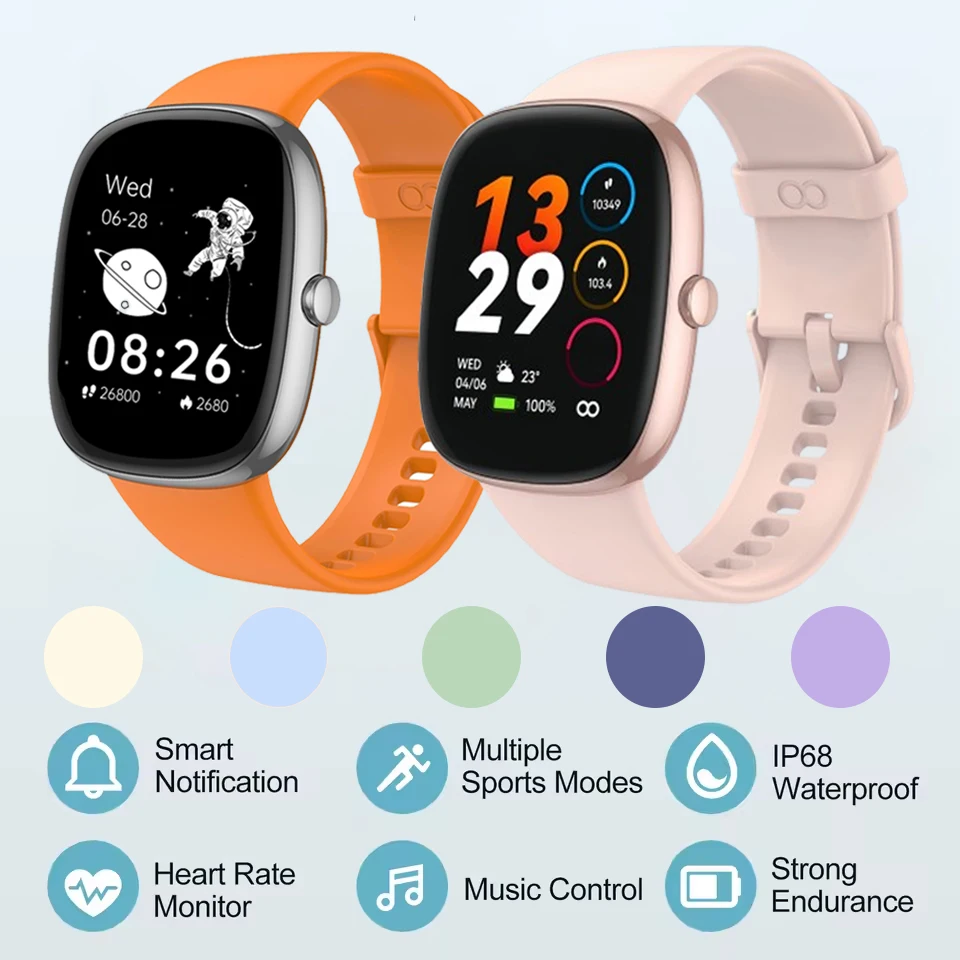 

Smart Watches for Women Men, 1,69" HD Smart Watch for iPhone/Android Phones, with 100+ Sport Heart Rate/Sleep Monitor Pedometer