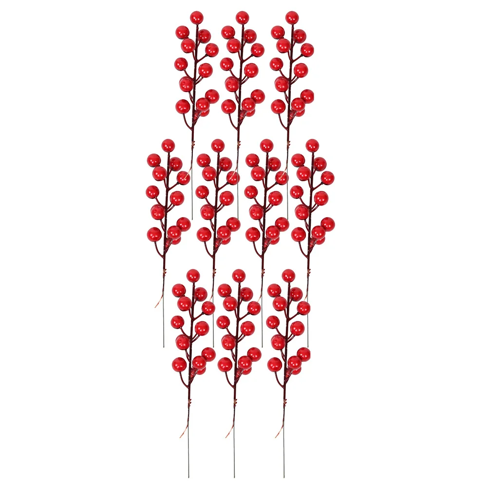 

10Pcs Simulated Red Berry Branches Artificial Lifelike DIY Christmas Wedding Photography Party Decoration Artificial Berries