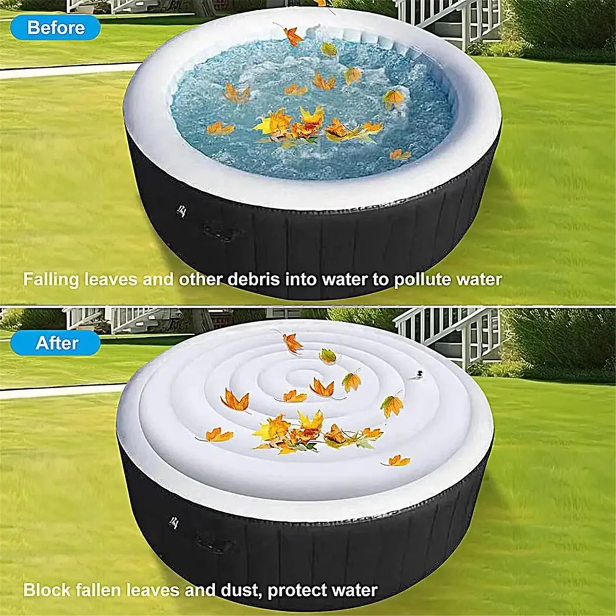 Inflatable Hot Tub Cover Inflatable Round Lid Handled Hot Tub Cover Outdoor Rain-Proof Lid Fold Cover with Insulation