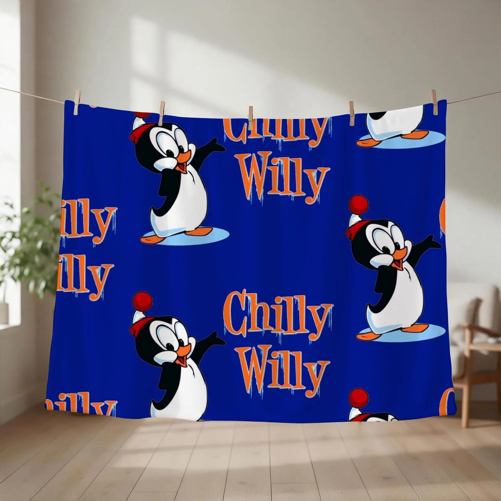 Uh huh! Chilly Willy Vintage Retro Style Throw Blanket halloween Hairy Summer Loose Blankets