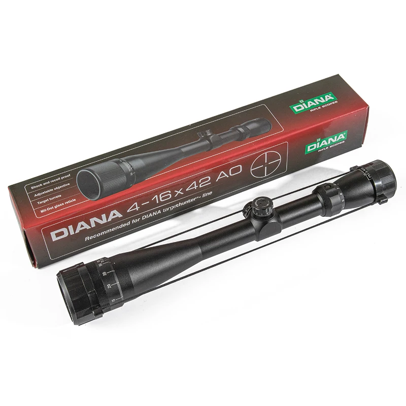 Imagem -06 - Diana-riflescope Tático para Caça Mil Dot Retículo Visão Óptica Rifle Scope Airsoft Air Gun Scope Sniper Caza 416x42 ao