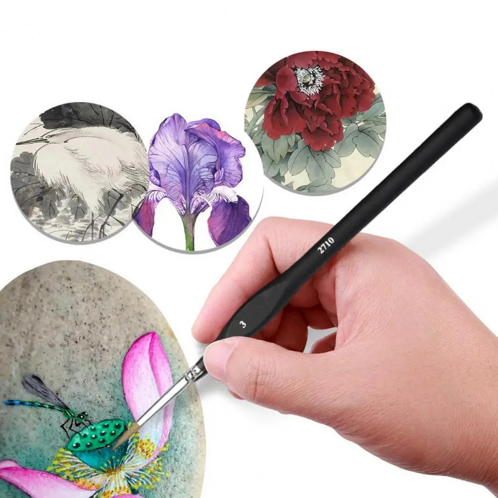 แปรงระบายสีรายละเอียดแปรงระบายสีดีไซน์สามเหลี่ยม6ชิ้น/เซ็ตชุดพู่กันระบายสีละเอียดมากสำหรับอะคริลิกสำหรับขนาดเล็ก