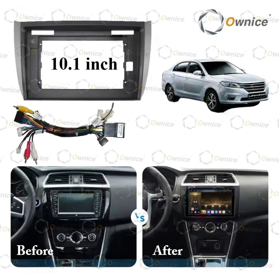 

Ownice 10" Quadlock Car Android Radio Frame for Lifan 620EV 650EV 2015 - 2019 2DIN Fascia Stereo Panel 16PIN Harness Wire Canbus